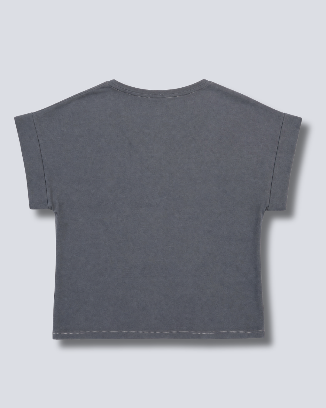 T-SHIRT SCOLLO A V RISVOLTO MANICA