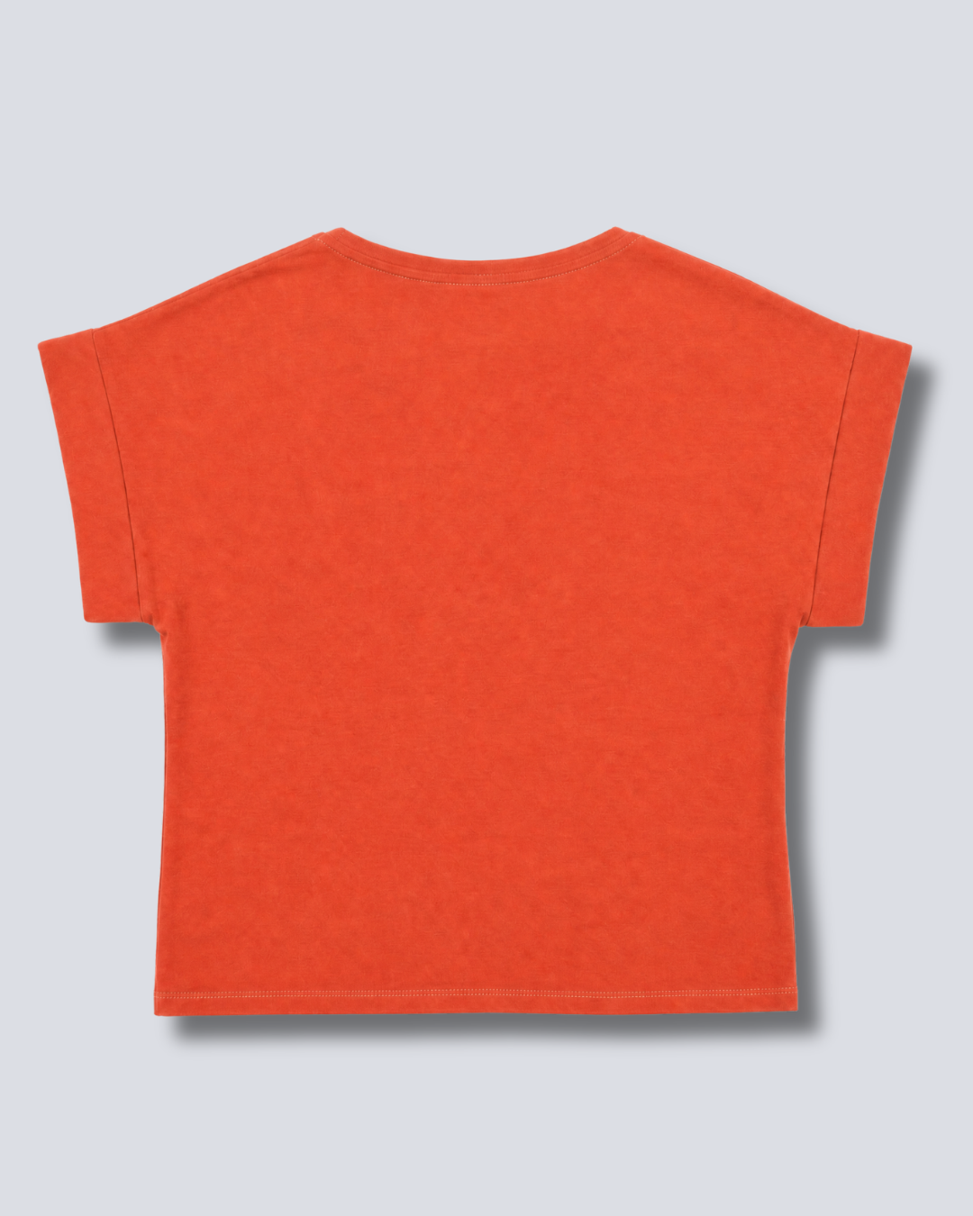 T-SHIRT SCOLLO A V RISVOLTO MANICA