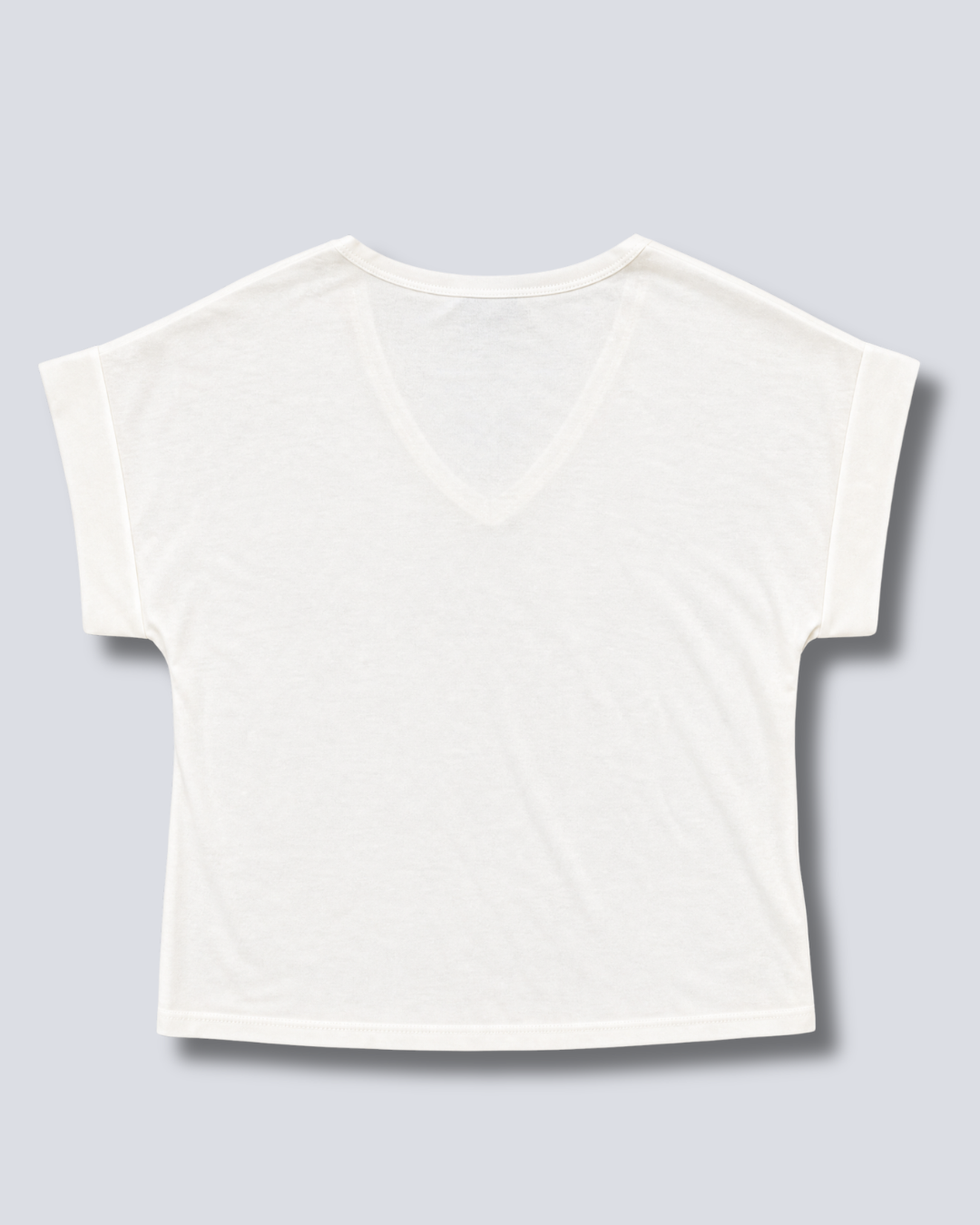 T-SHIRT SCOLLO A V RISVOLTO MANICA