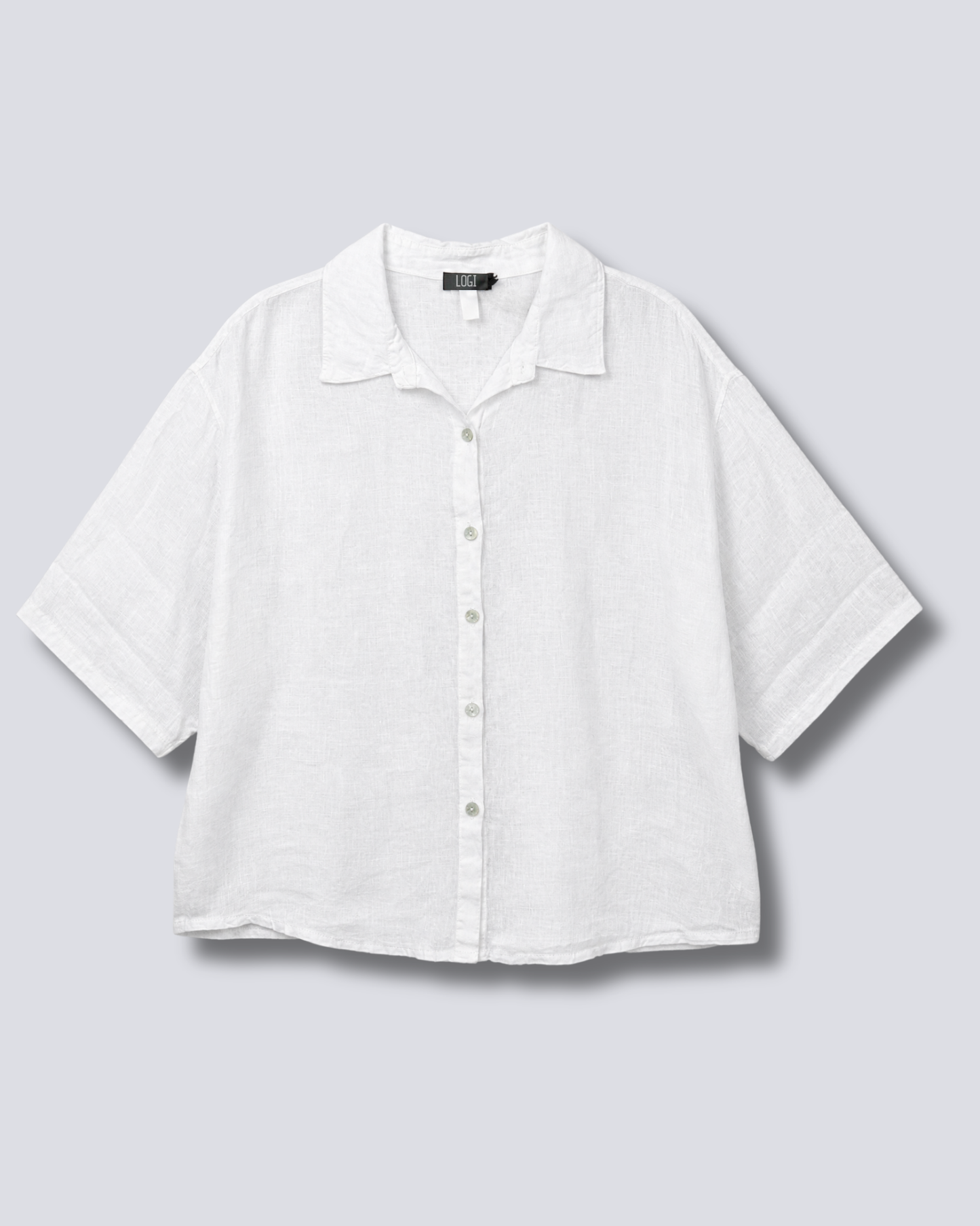 CAMICIA IN LINO OVER MANICA CORTA