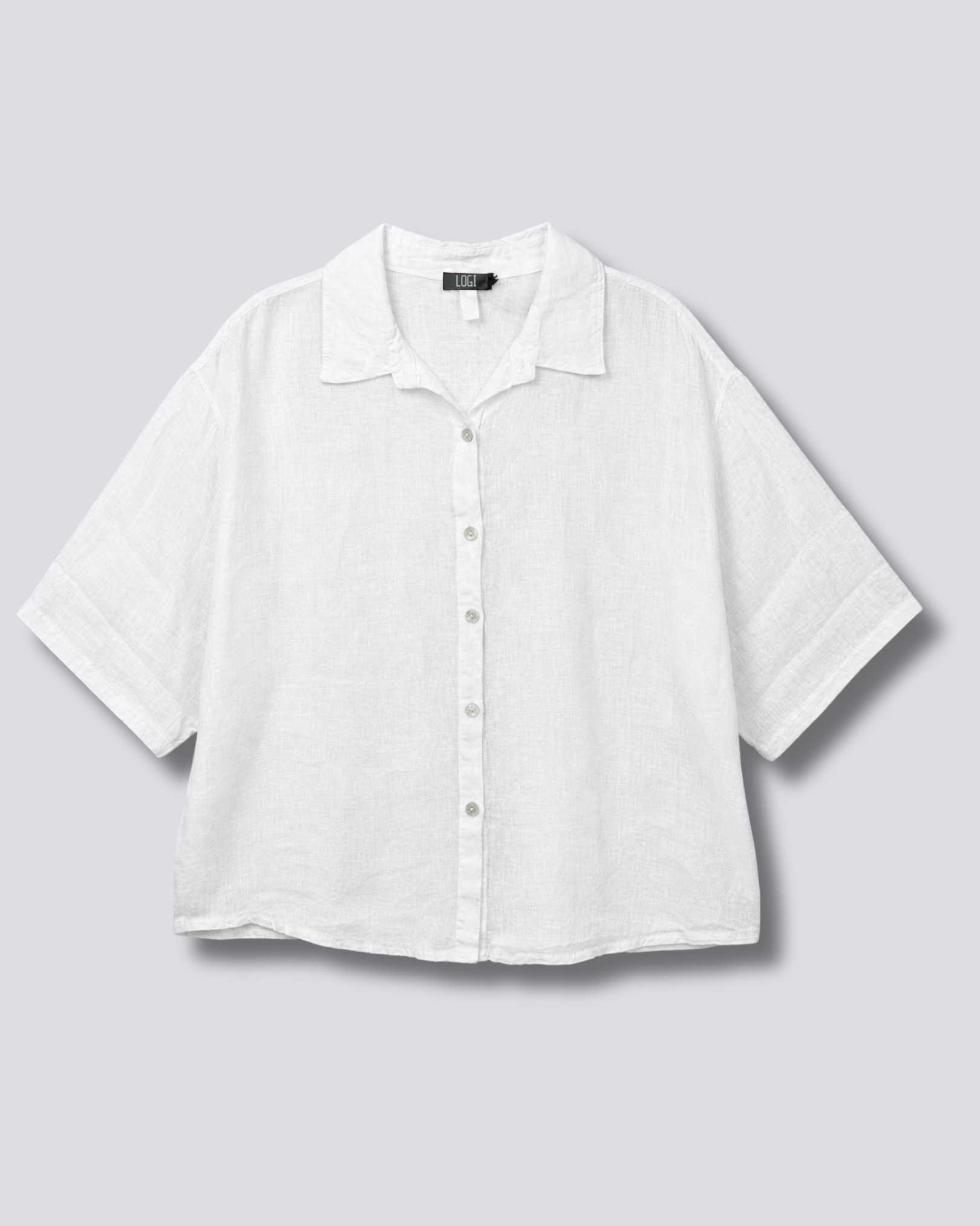 CAMICIA IN LINO OVER MANICA CORTA
