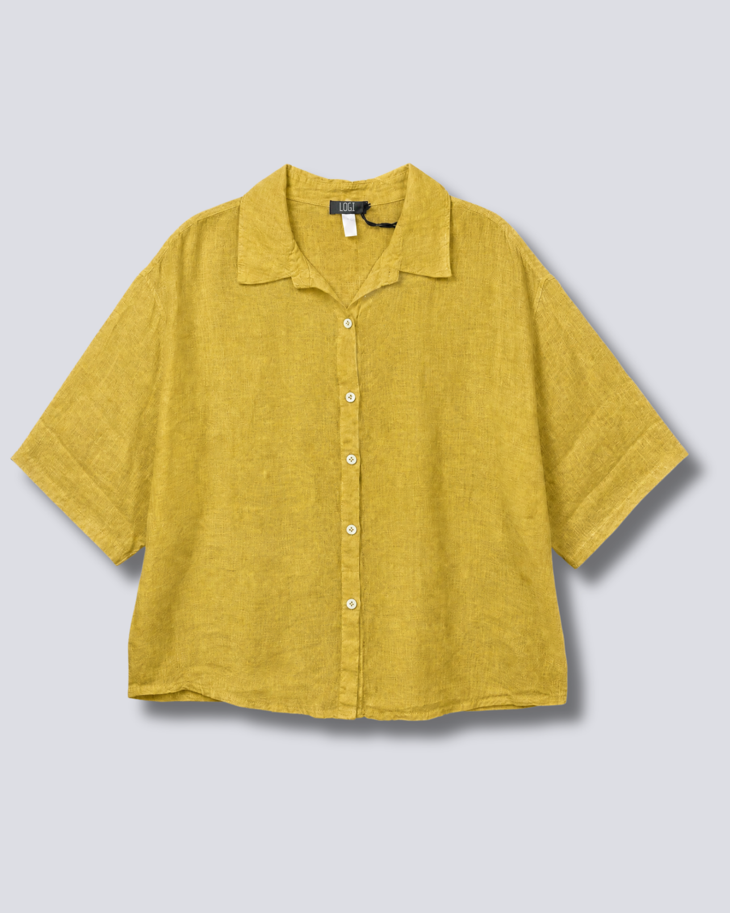 CAMICIA IN LINO OVER MANICA CORTA