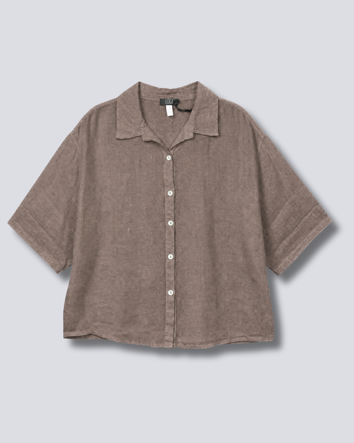 CAMICIA IN LINO OVER MANICA CORTA