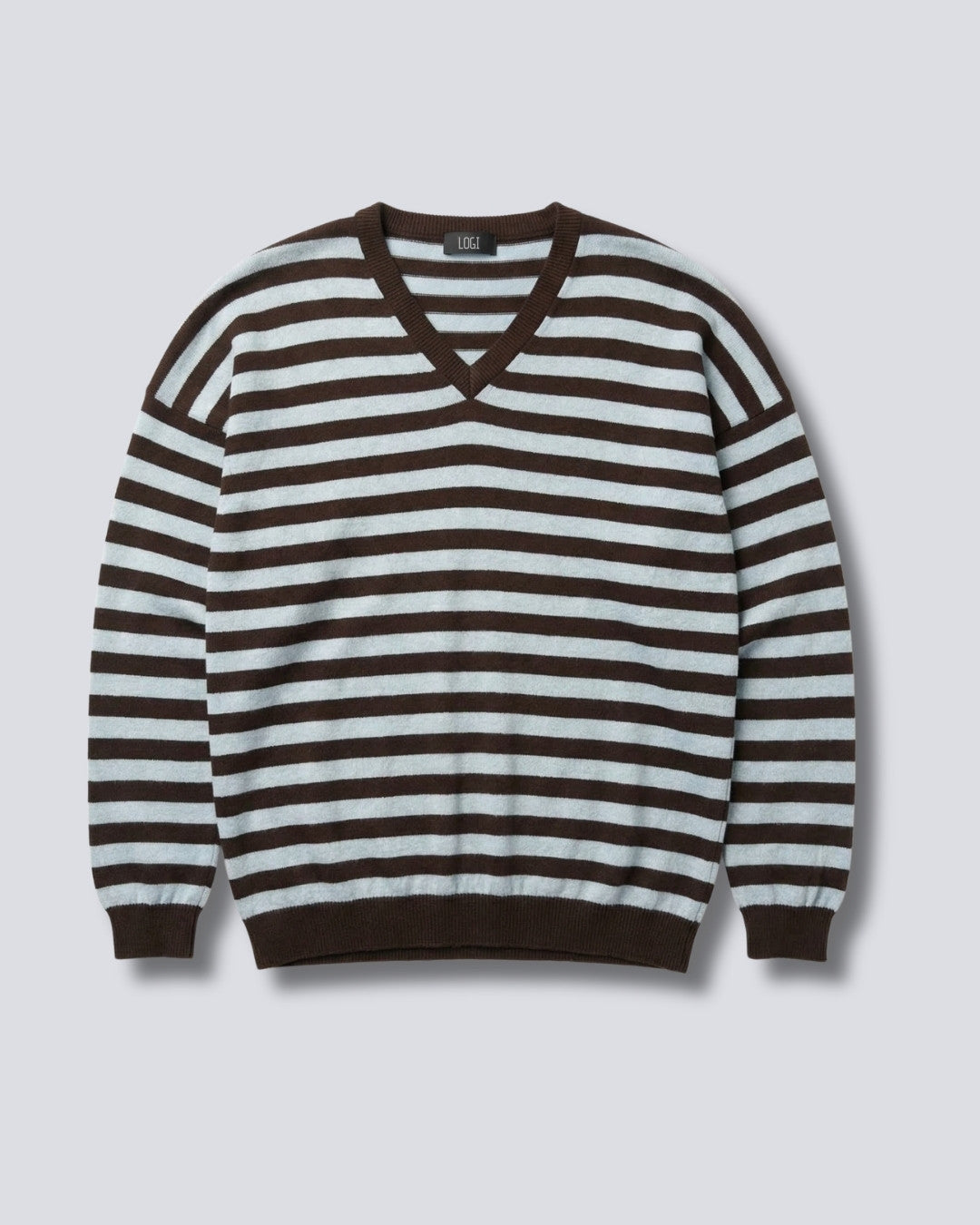 MAGLIA OVER SCOLLO A V A RIGHE