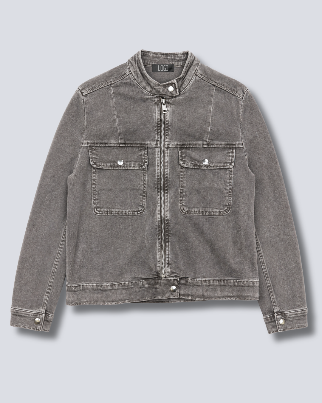 GIUBBINO IN DENIM COLLO BIKER