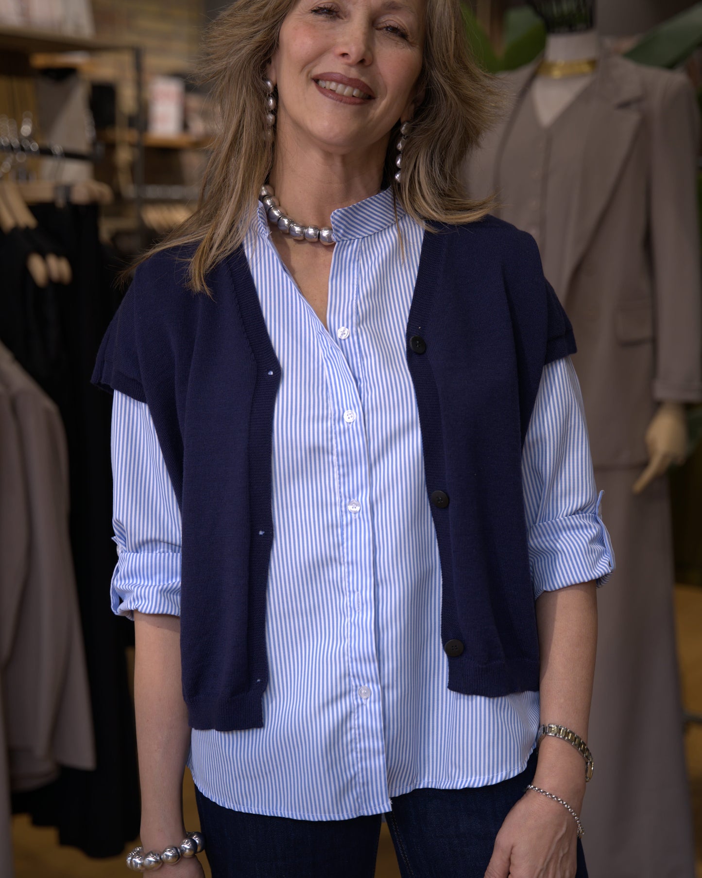 CAMICIA COLLO COREANA A RIGHE