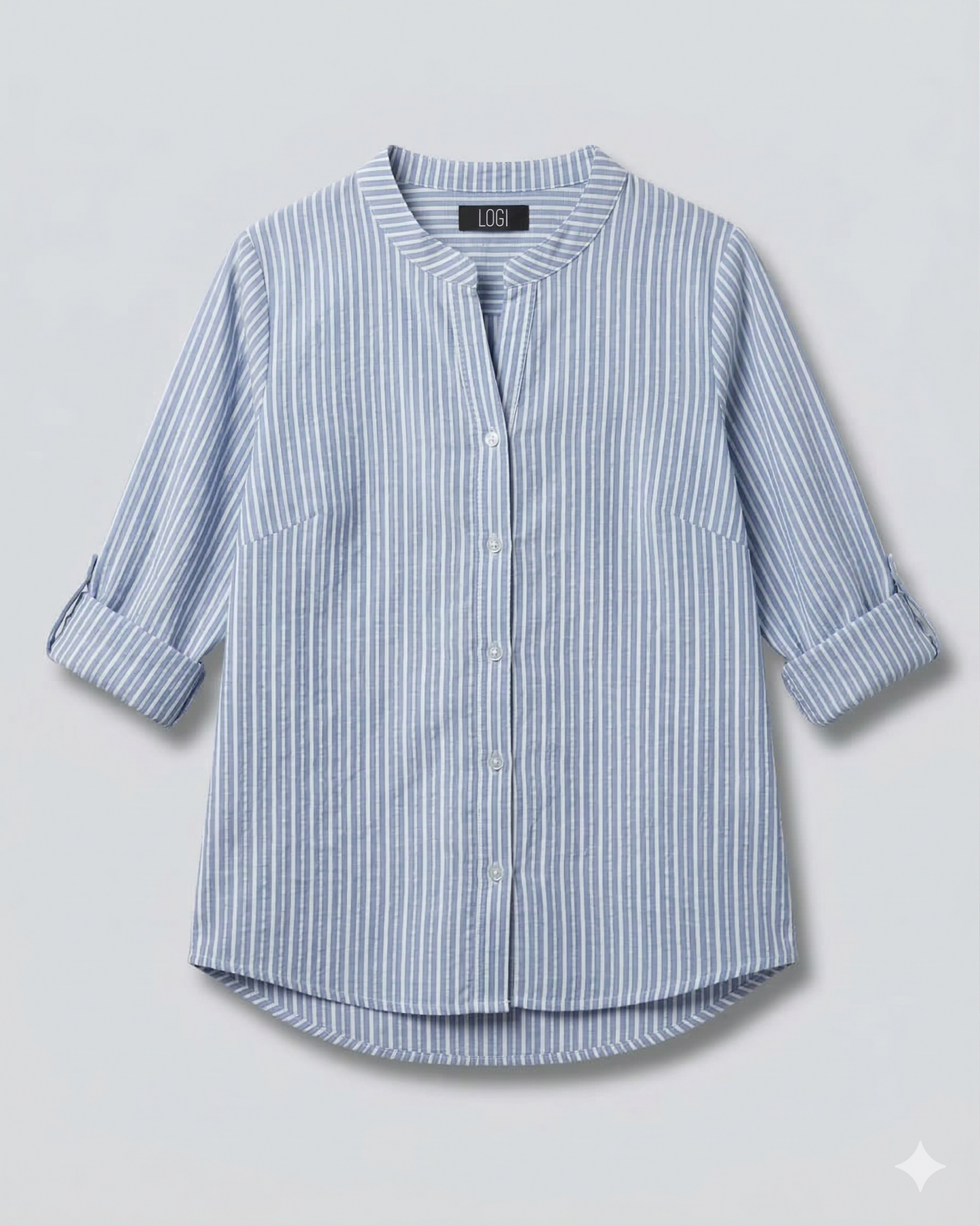 CAMICIA COLLO COREANA SCOLLO A V