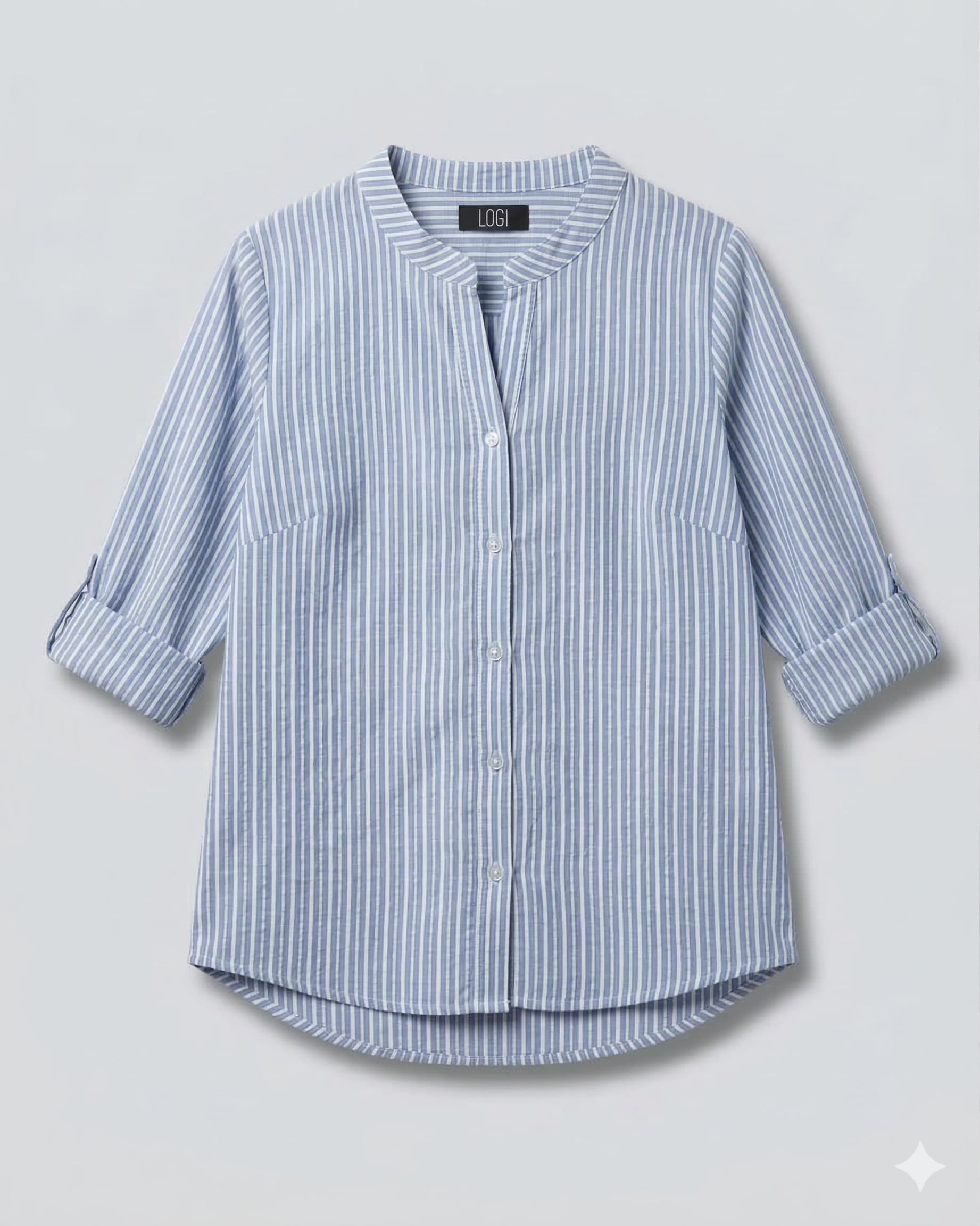CAMICIA COLLO COREANA SCOLLO A V