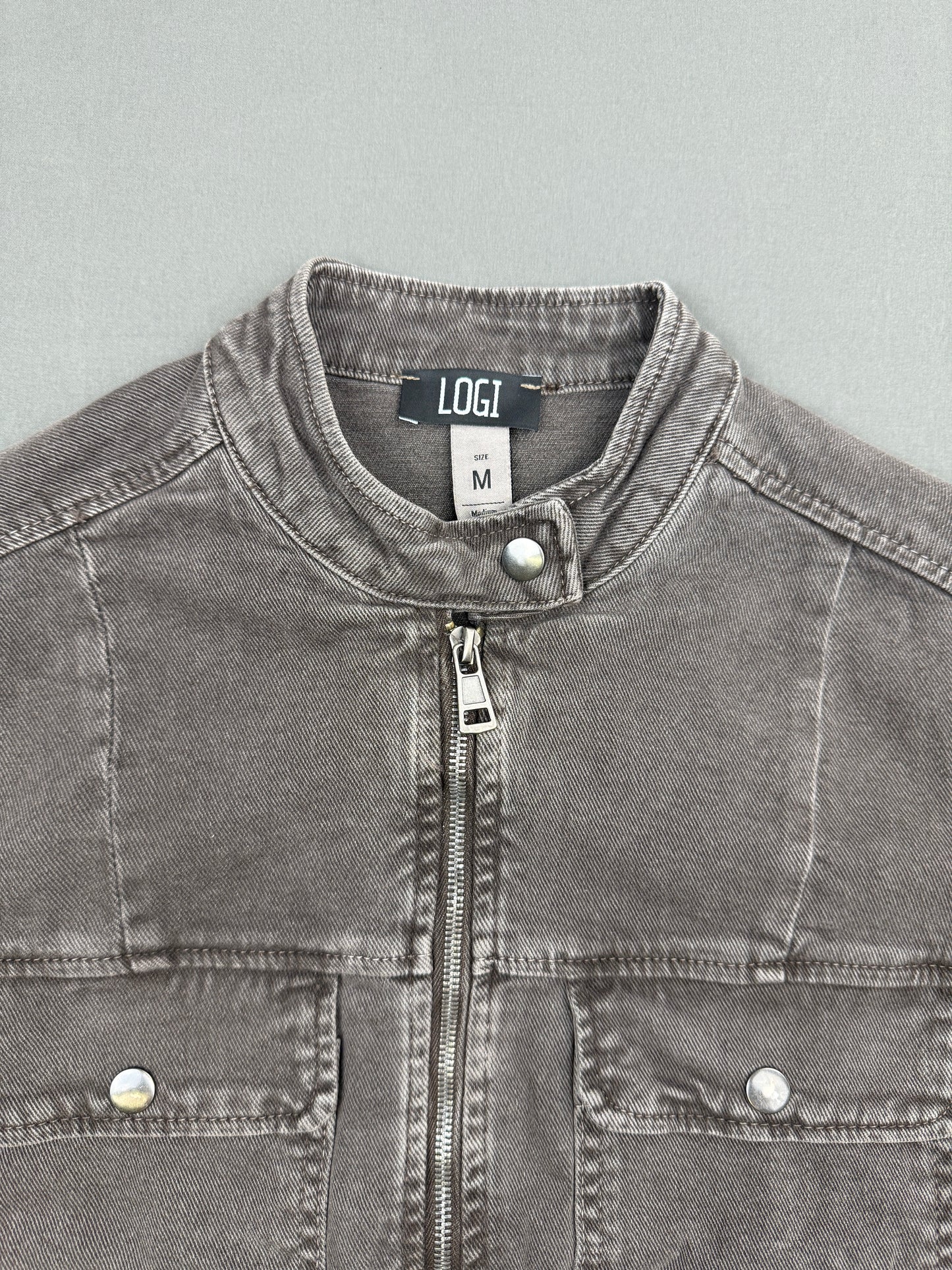 GIUBBINO IN DENIM COLLO BIKER
