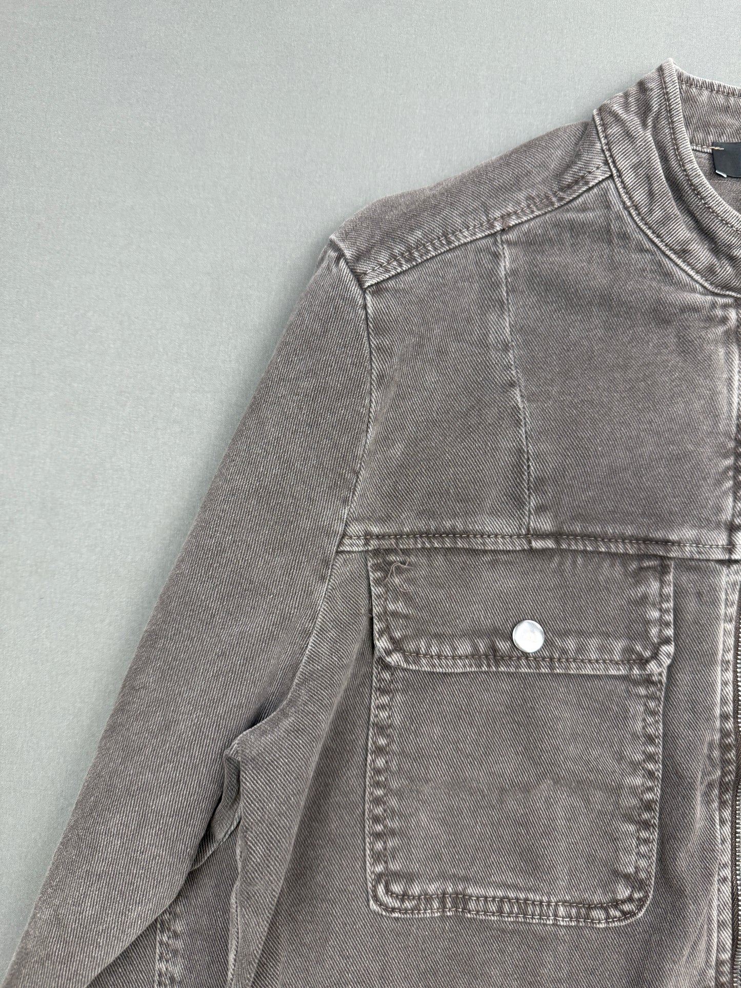 GIUBBINO IN DENIM COLLO BIKER