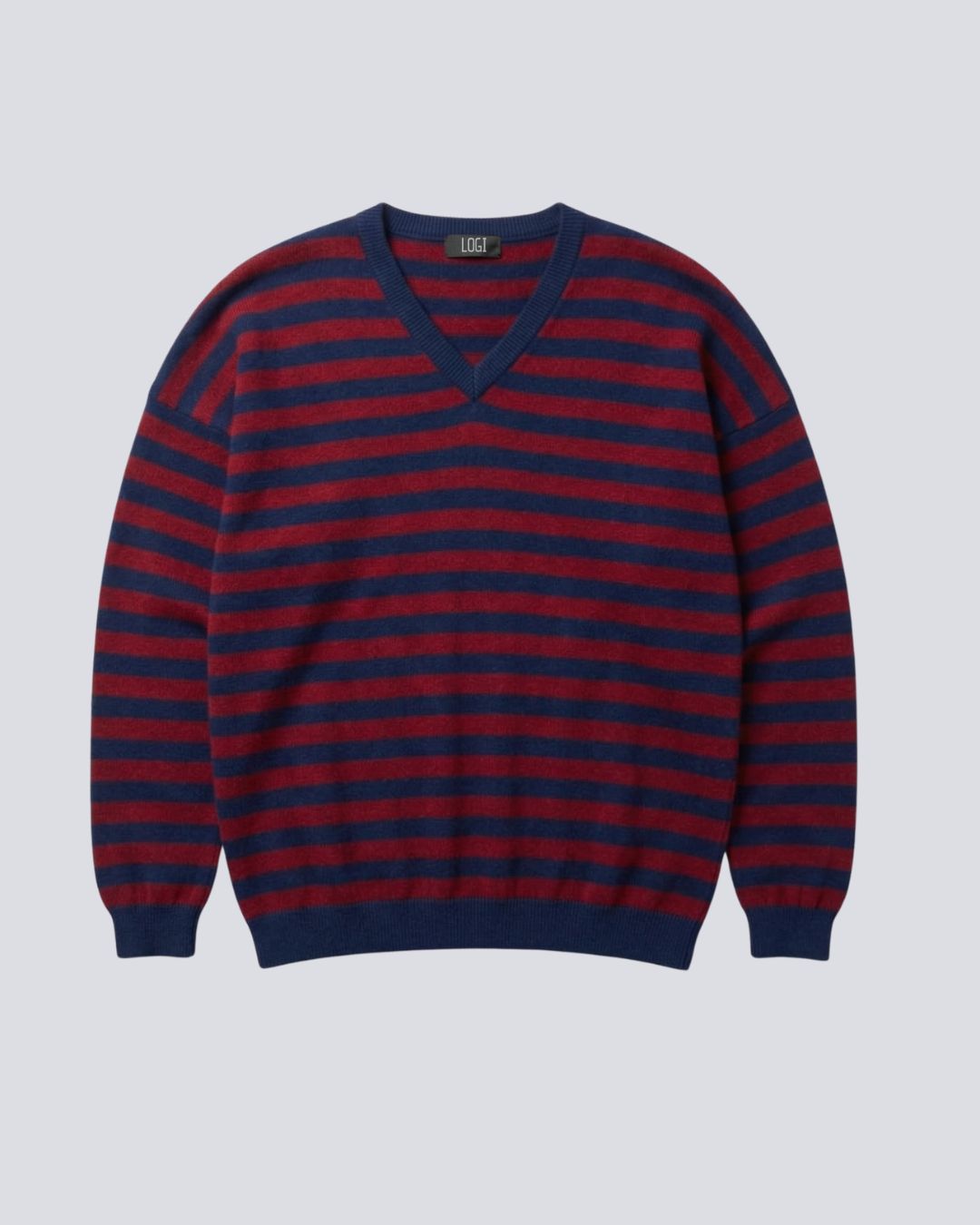 MAGLIA OVER SCOLLO A V A RIGHE